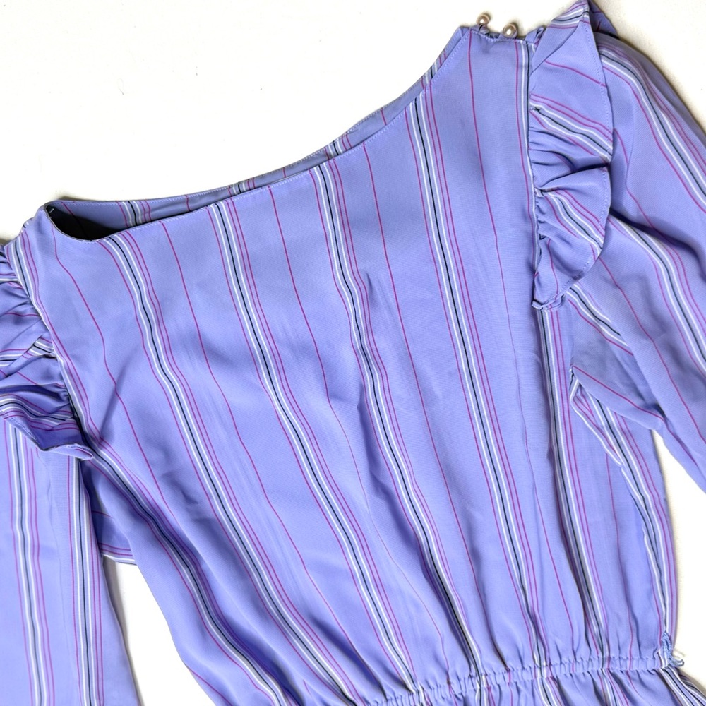 Vintage Charlee Allison Lilac Long Sleeve Dress with Ruffle Details Size 7/8 - Picture 7 of 9